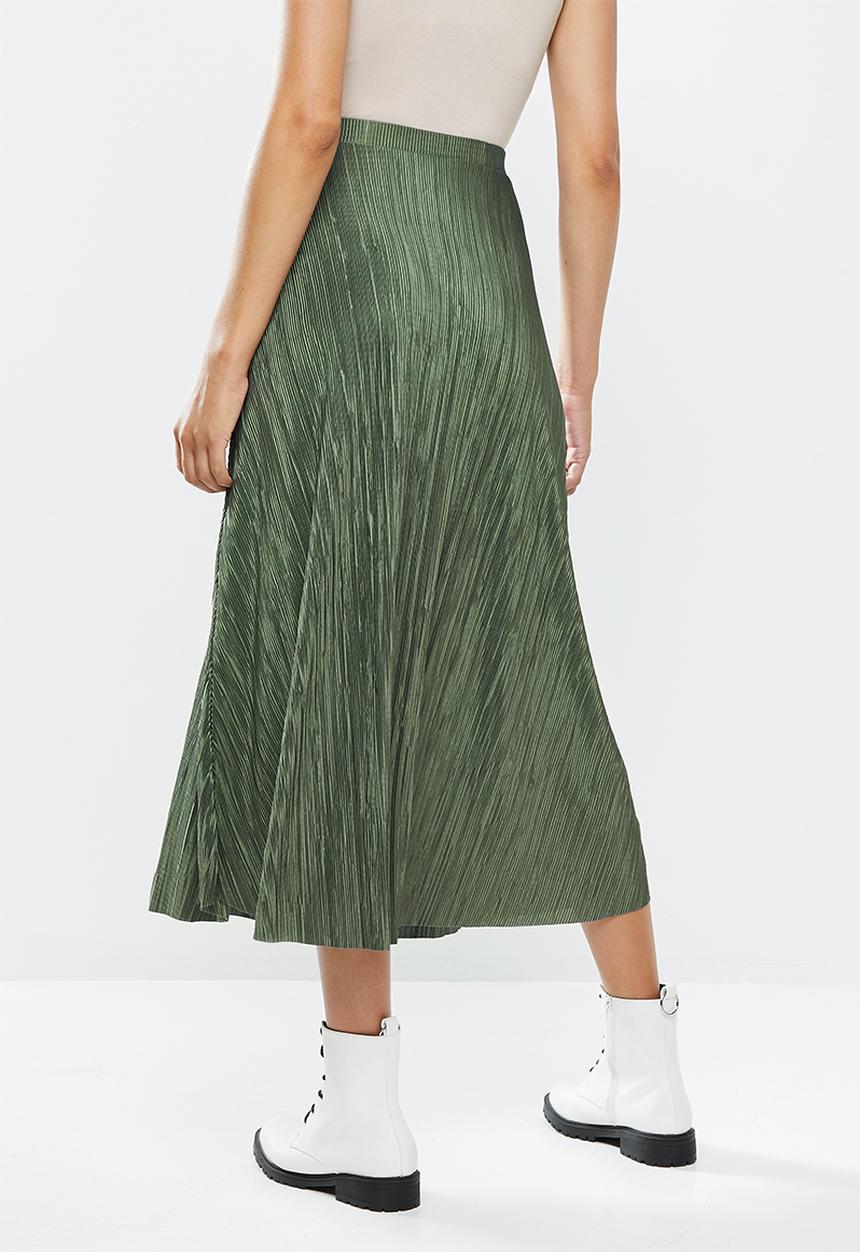 Missguided - A-line plisse midi skirt - khaki