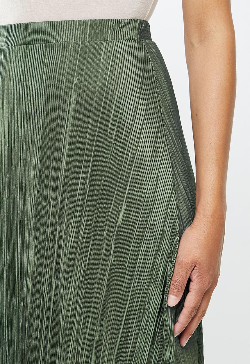 Missguided - A-line plisse midi skirt - khaki