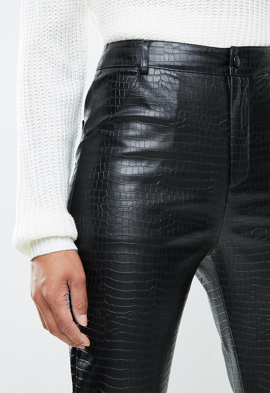 Missguided - Croc pu trouser - black