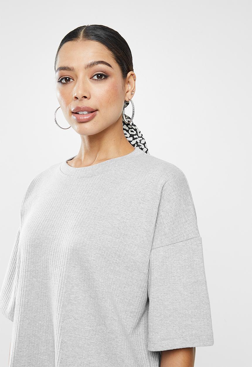 Missguided - Co ord ribbed tee and wide leg set - grey