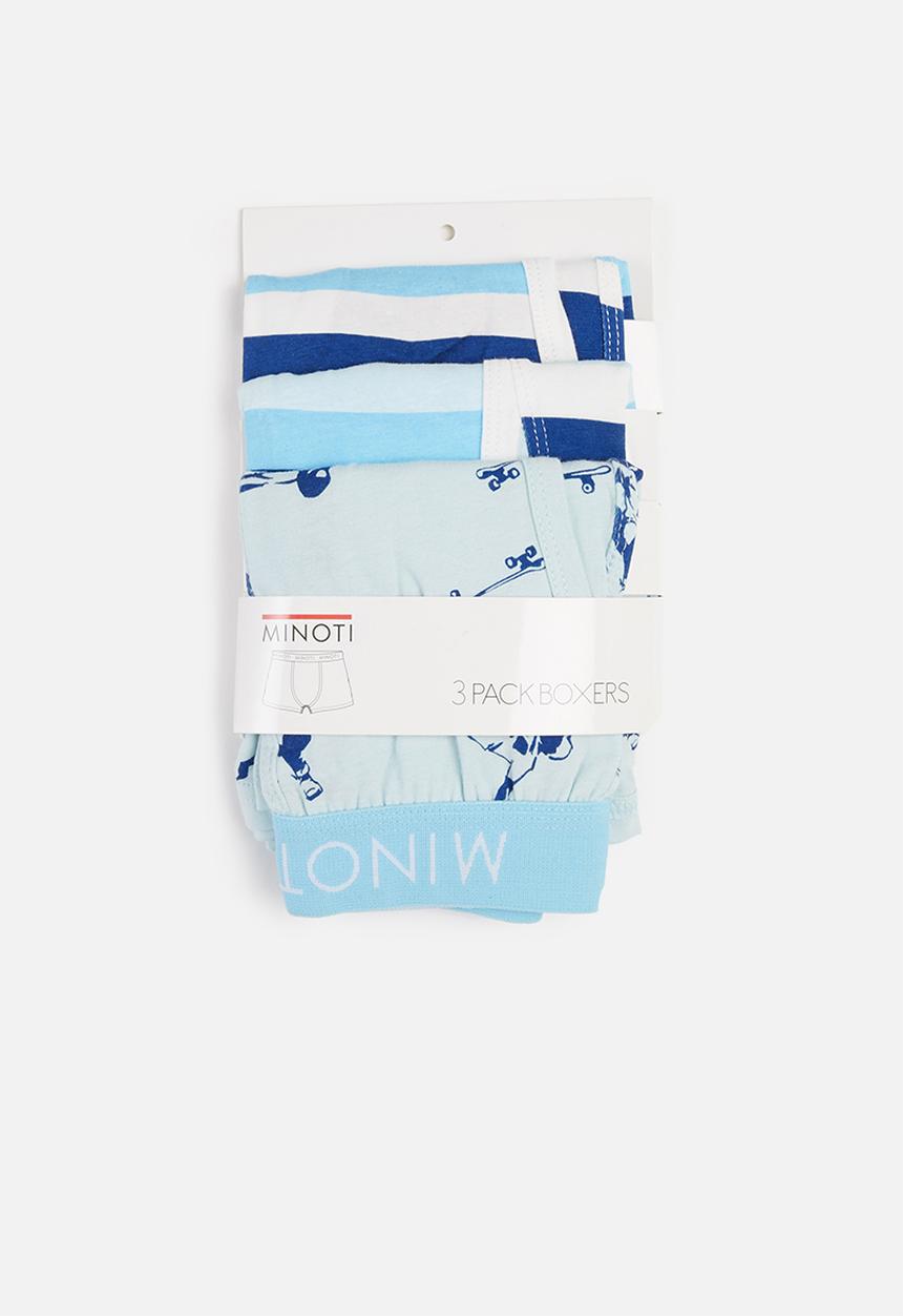 MINOTI - Boys 3pk skater boxers aop - blue & white 