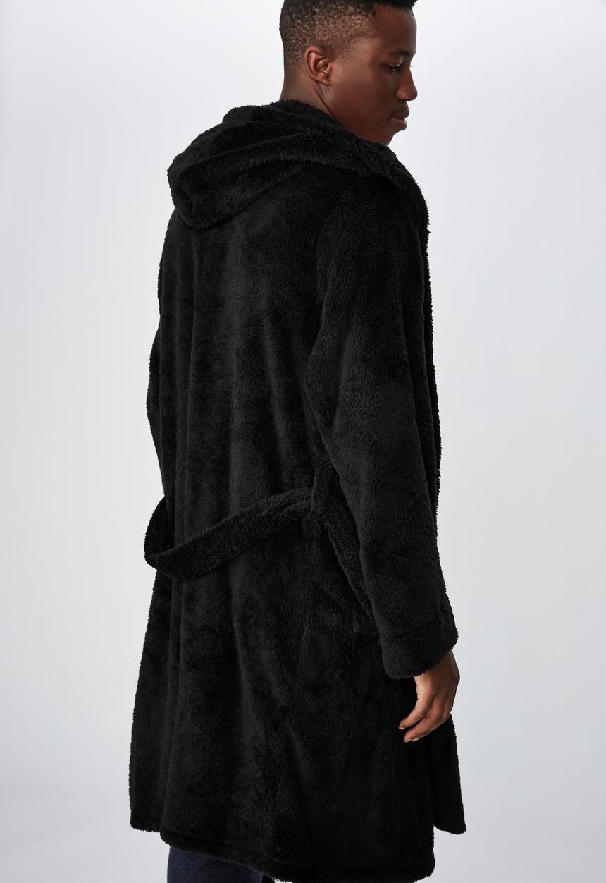 Cotton On - Mens plush gown - black