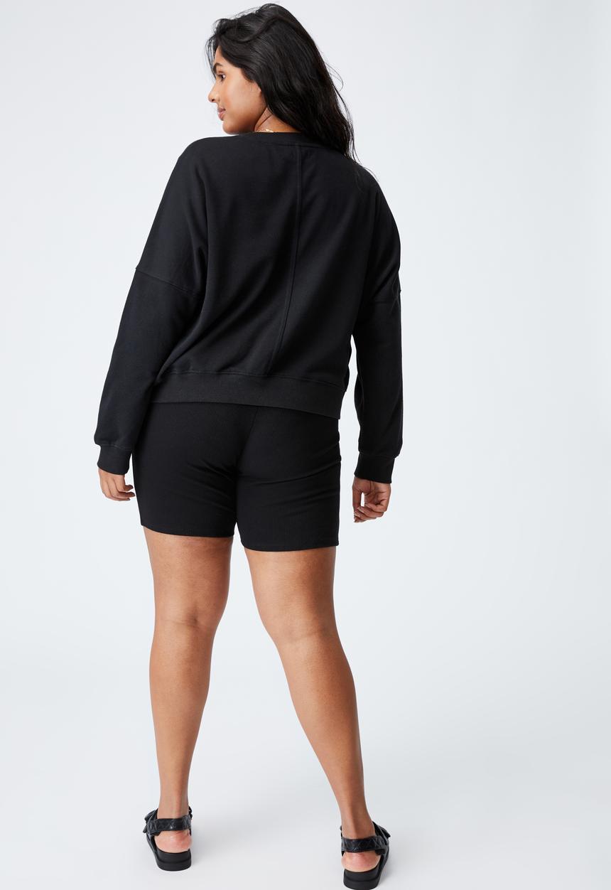 Cotton On - Curve harper crew crop pullover - black