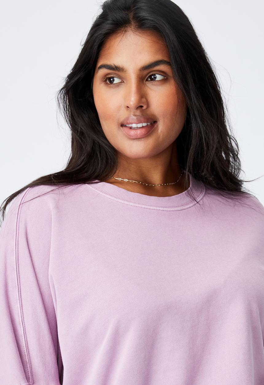 Cotton On - Curve harper crew crop pullover - purple 