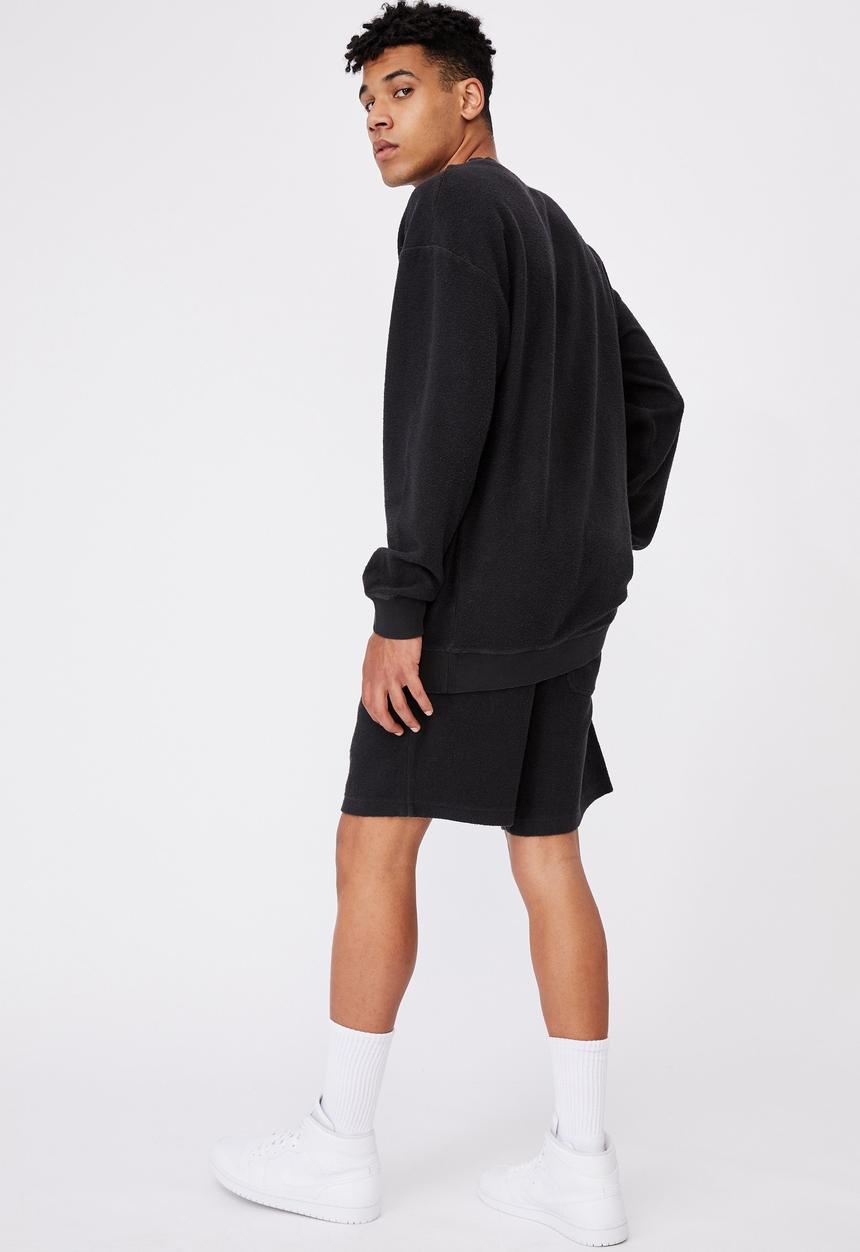 Factorie - Reverse fleece crew - washed black