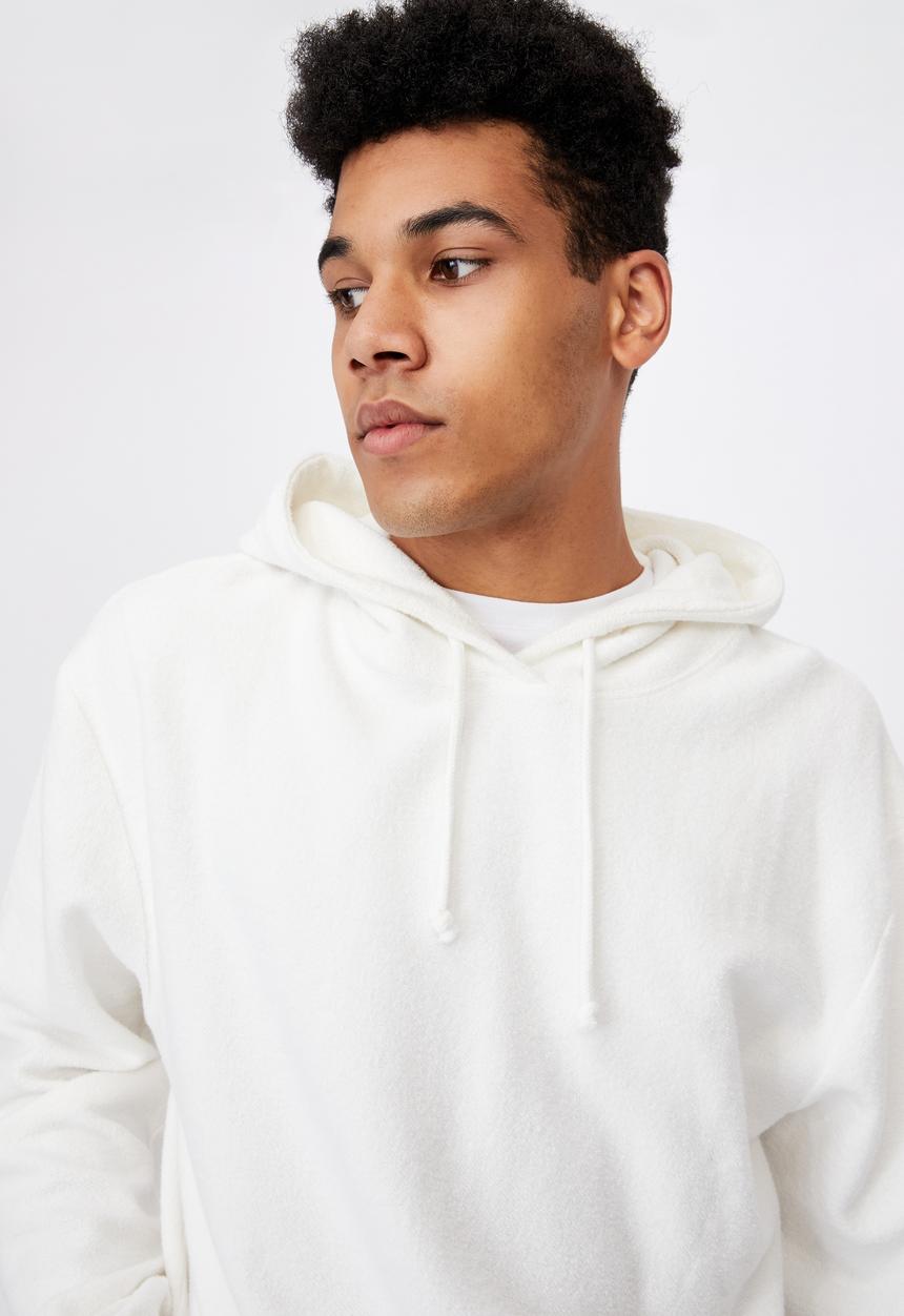 Factorie - Reverse fleece hoodie - white