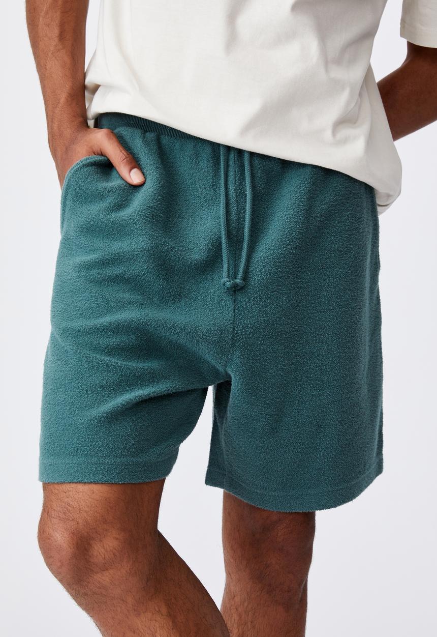 Factorie - Reverse fleece track short - teal 