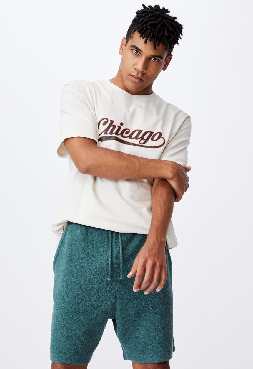 Factorie - Reverse fleece track short - teal 