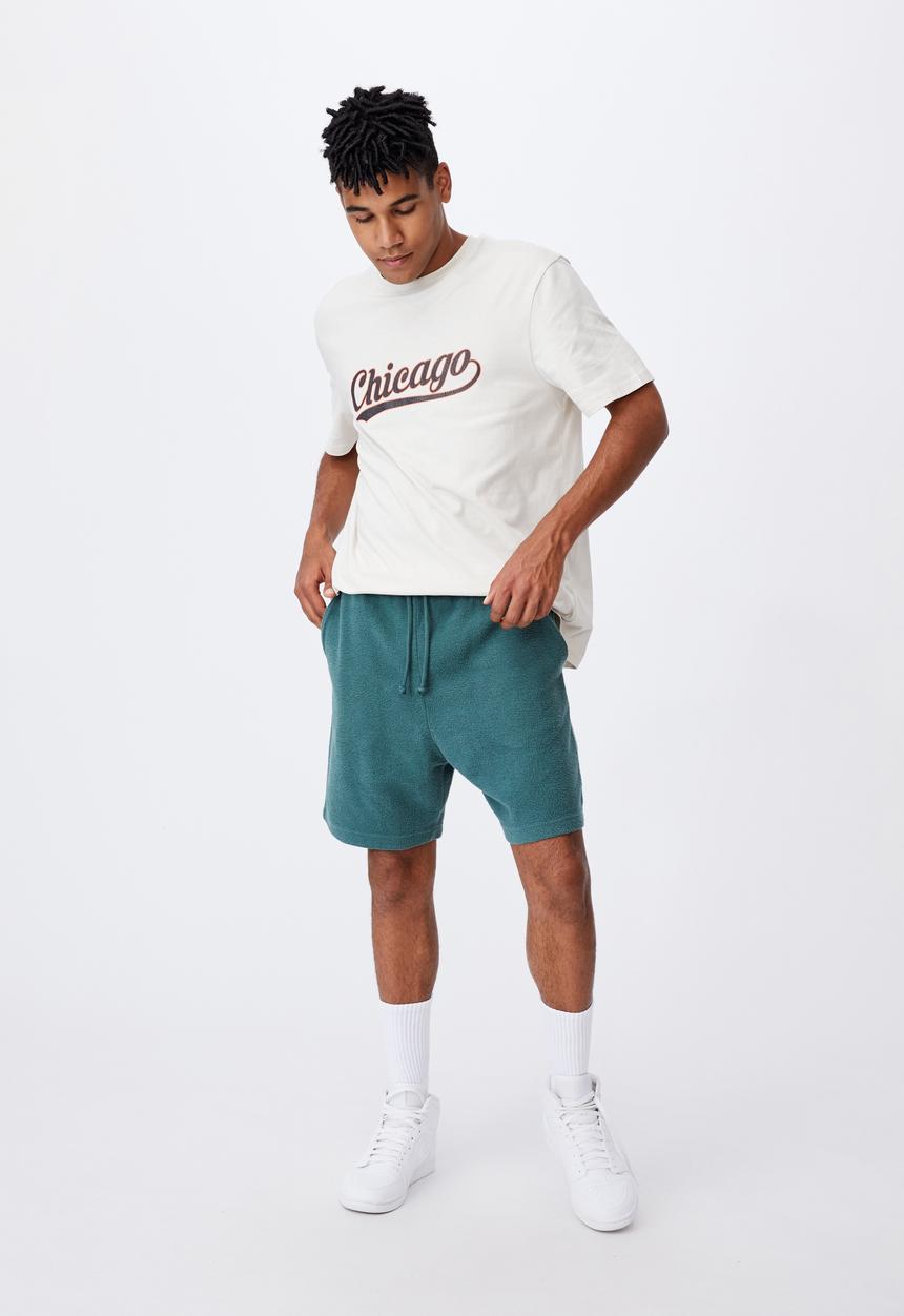 Factorie - Reverse fleece track short - teal 