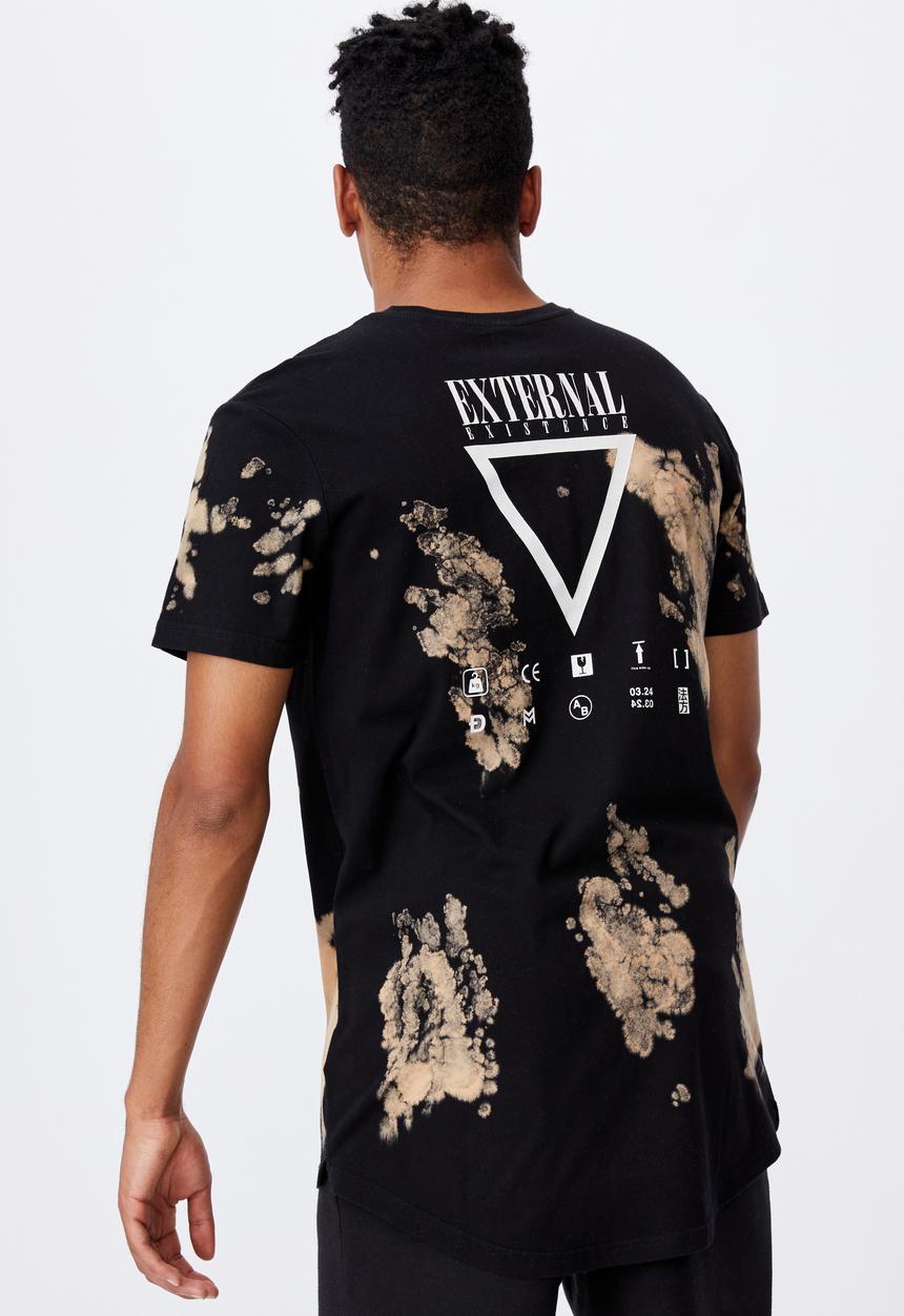 Factorie - Curved tie dye T-shirt - black & beige 