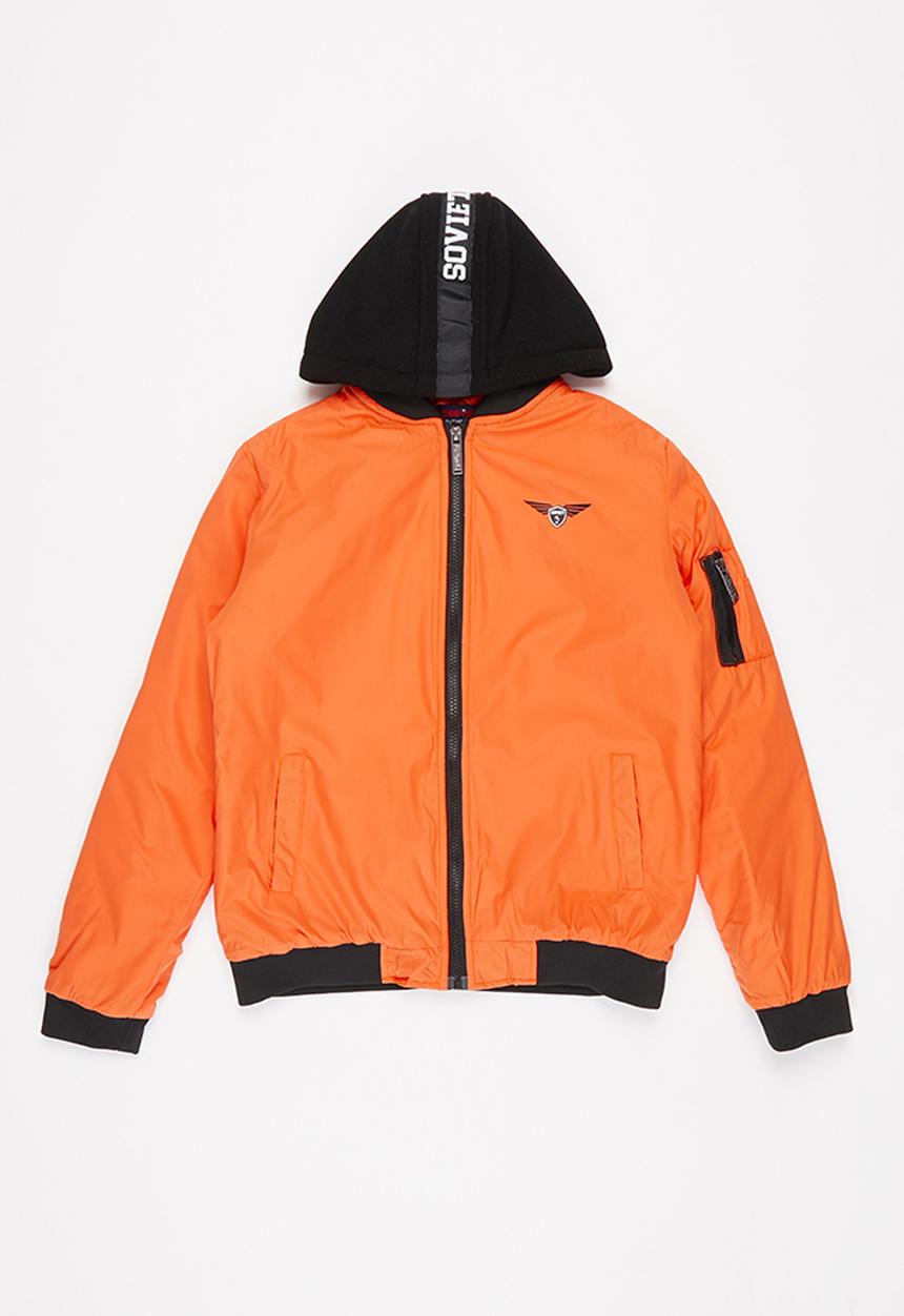 SOVIET - Bilbao boys fashion bomber jacket - orange 
