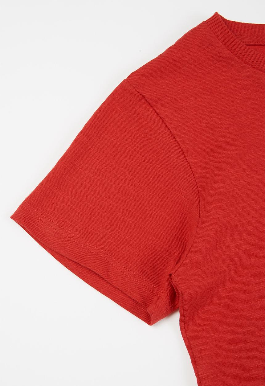 MINOTI - Boys red basic slub T-shirt - red