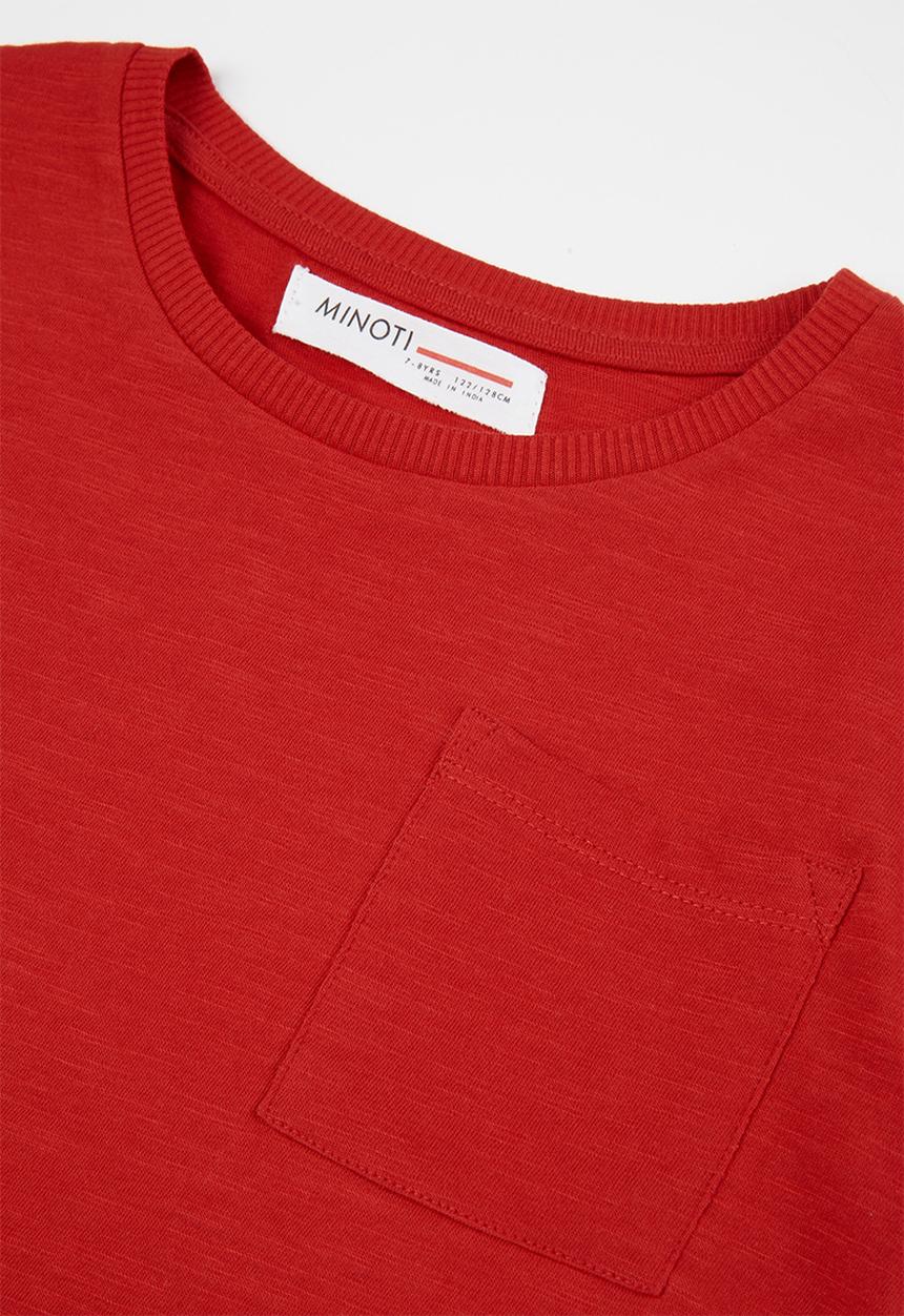 MINOTI - Boys red basic slub T-shirt - red