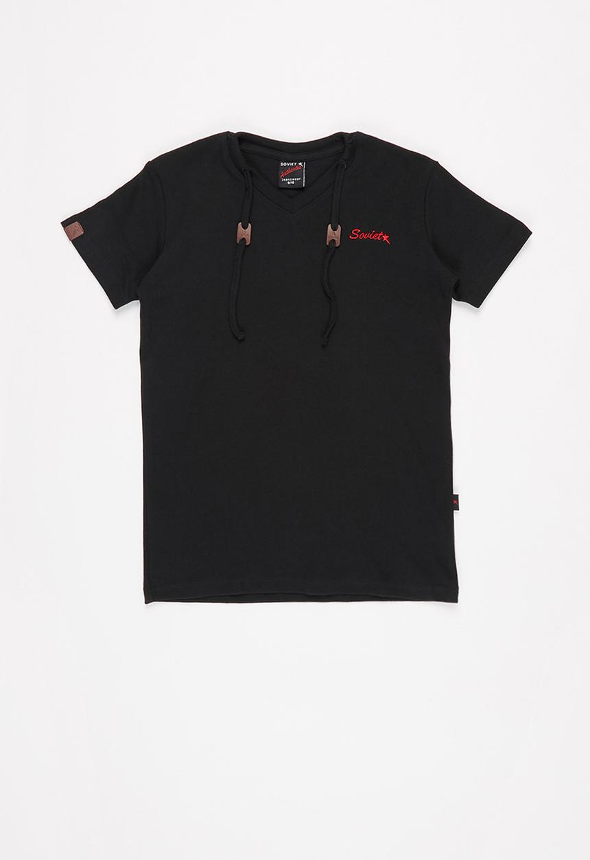 SOVIET - Hull short sleeve V-neck muscle tee  - black