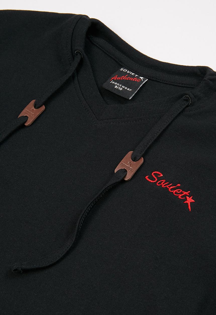 SOVIET - Hull short sleeve V-neck muscle tee  - black