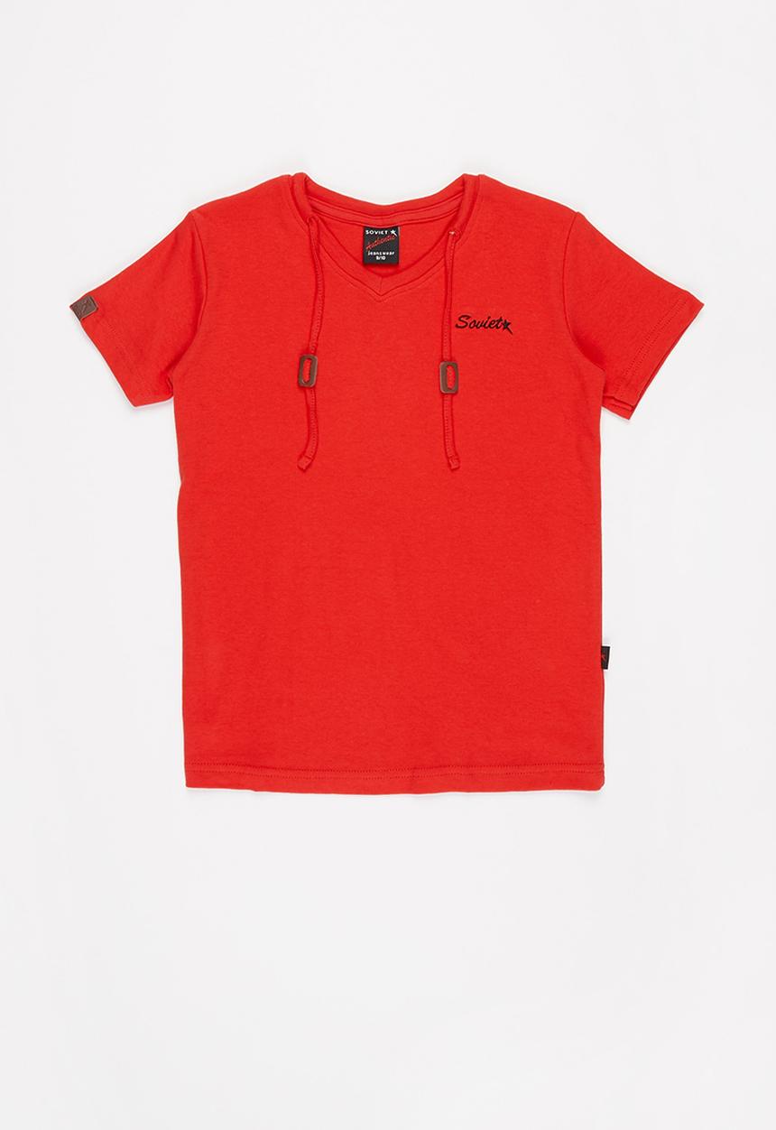 SOVIET - Hull short sleeve V-neck muscle tee  - red