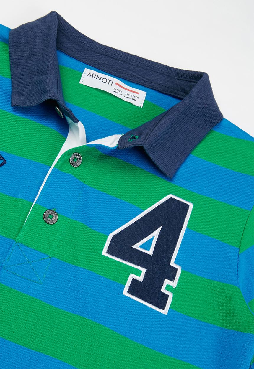 MINOTI - Striped polo top - blue & green 
