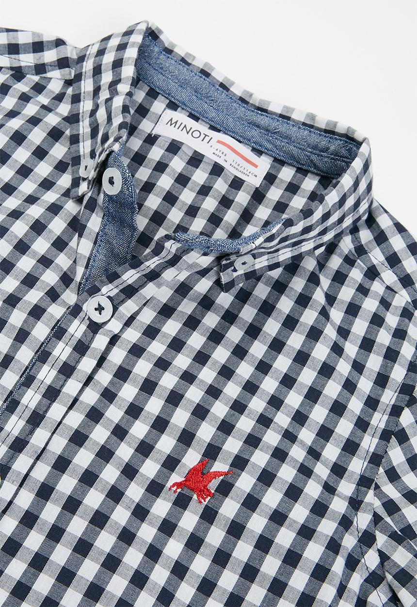 MINOTI - Checked shirt - navy & white 