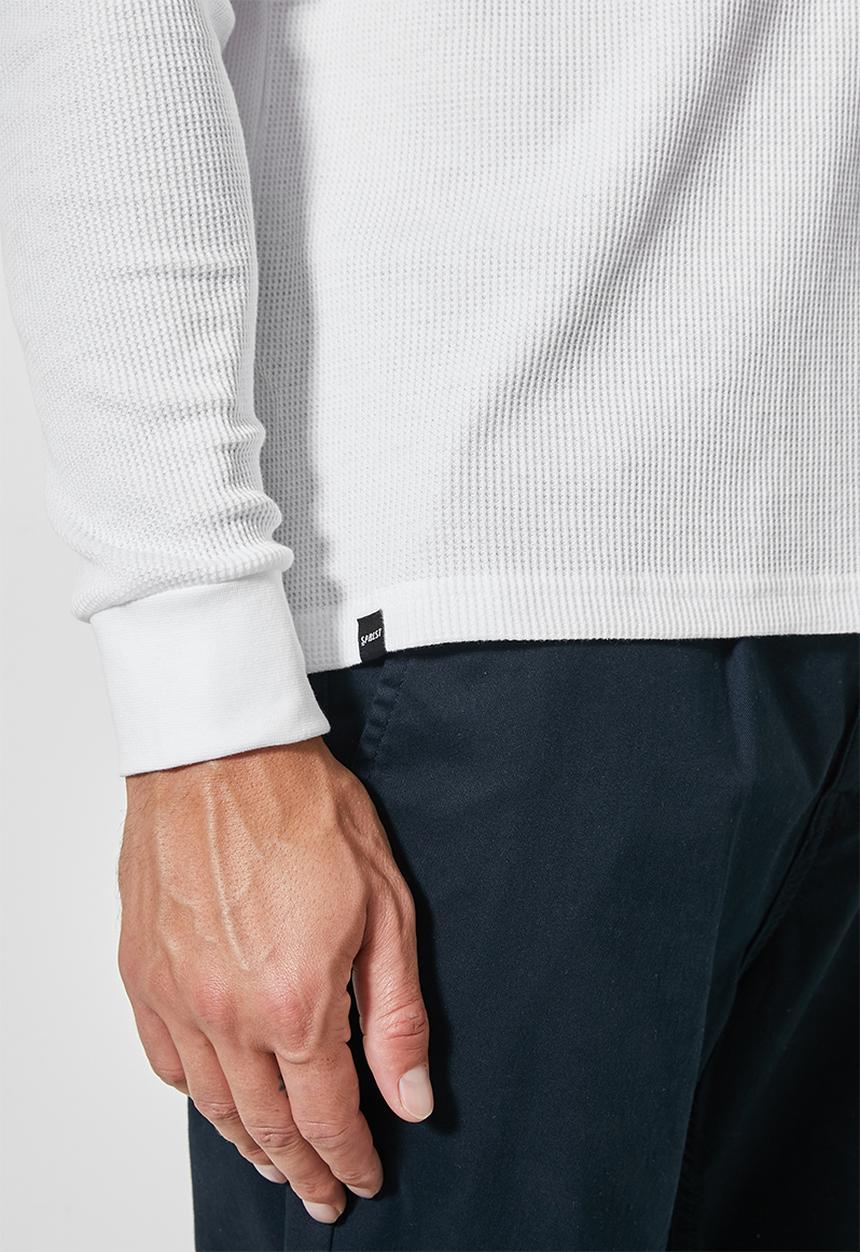 Superbalist - 2 Pack texas long sleeve textured henley tee - white & black