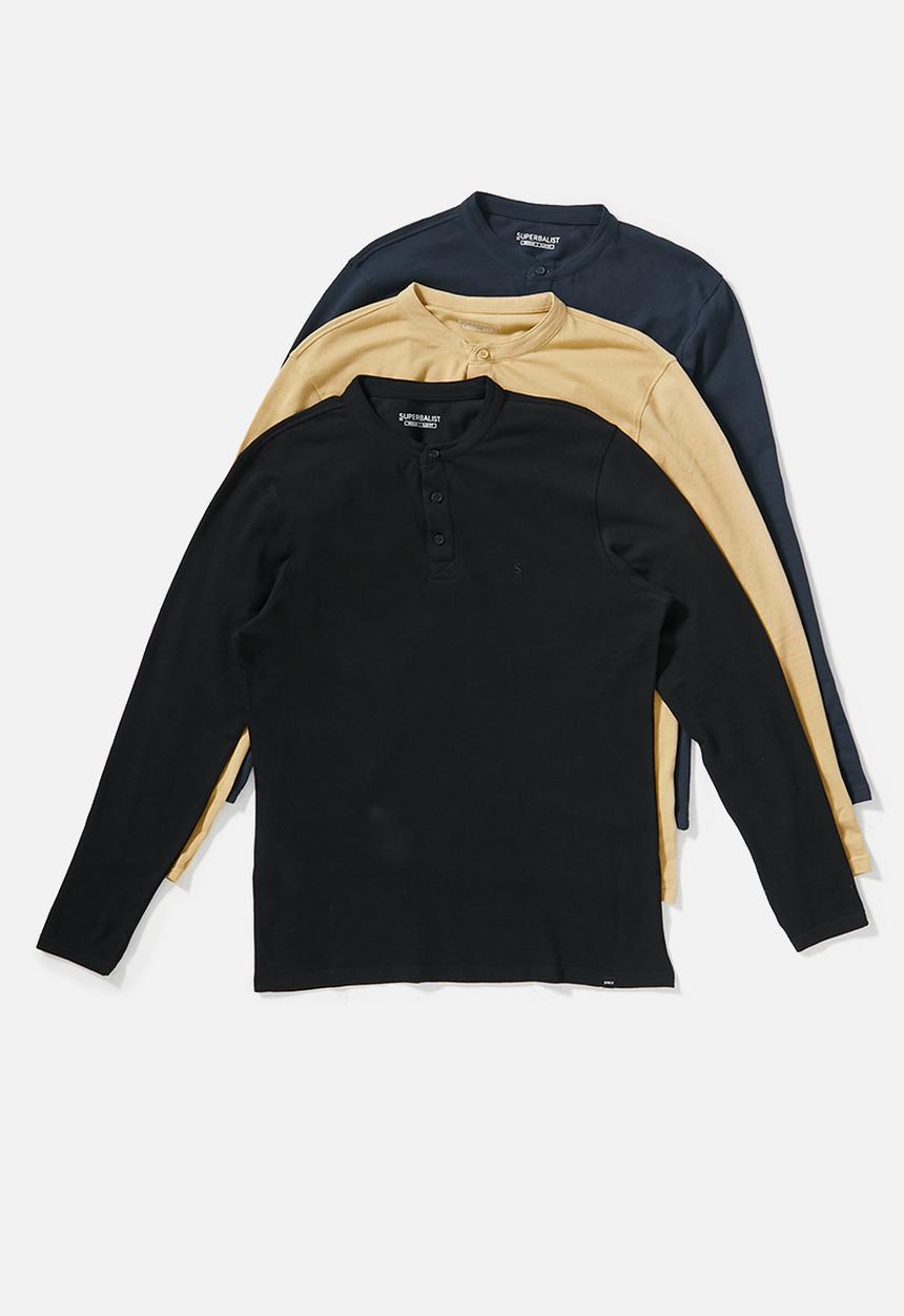 Superbalist - 3-pack siya l/s mandarin collar - multi
