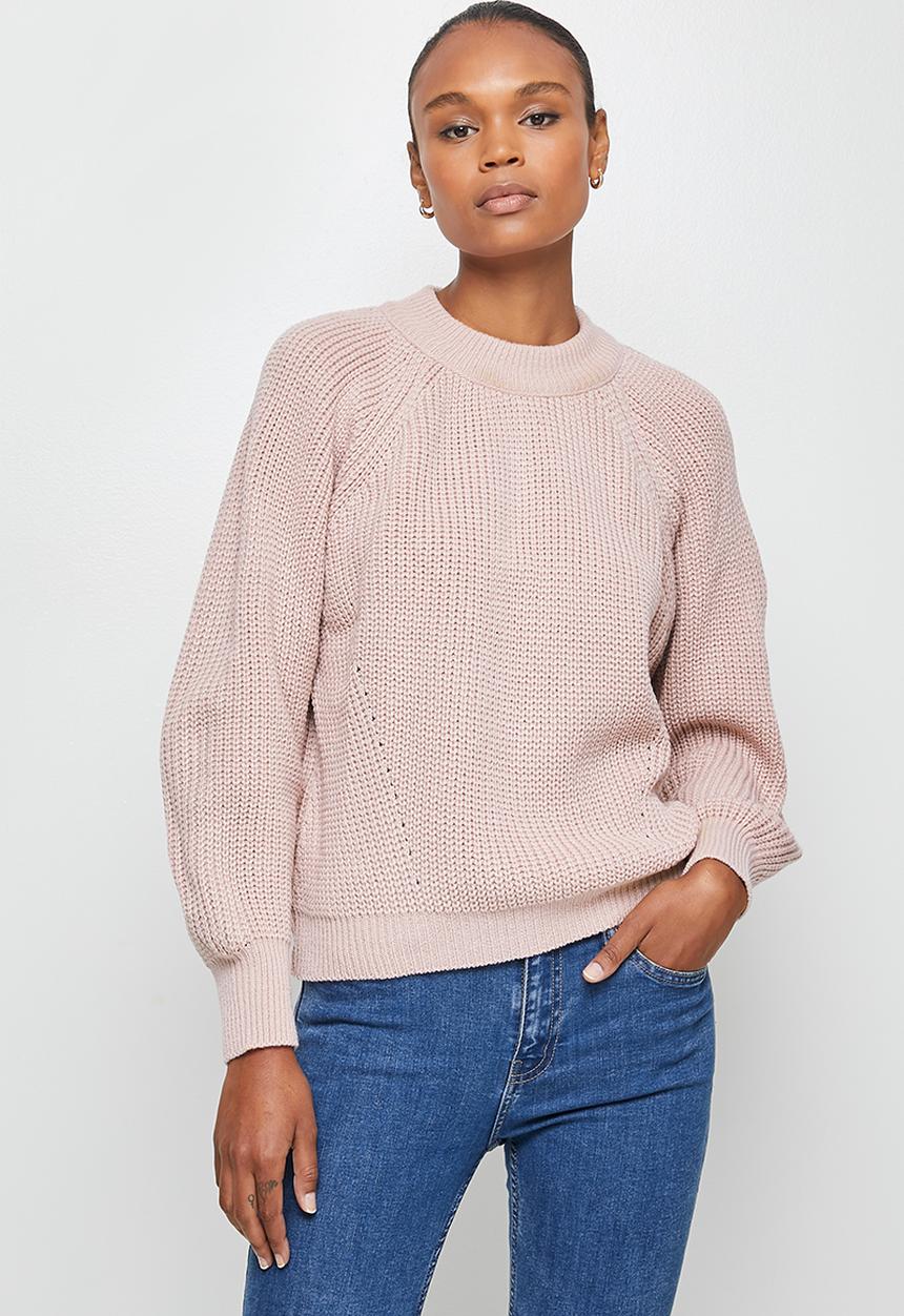 edit - Ribbed raglan jumper - pink
