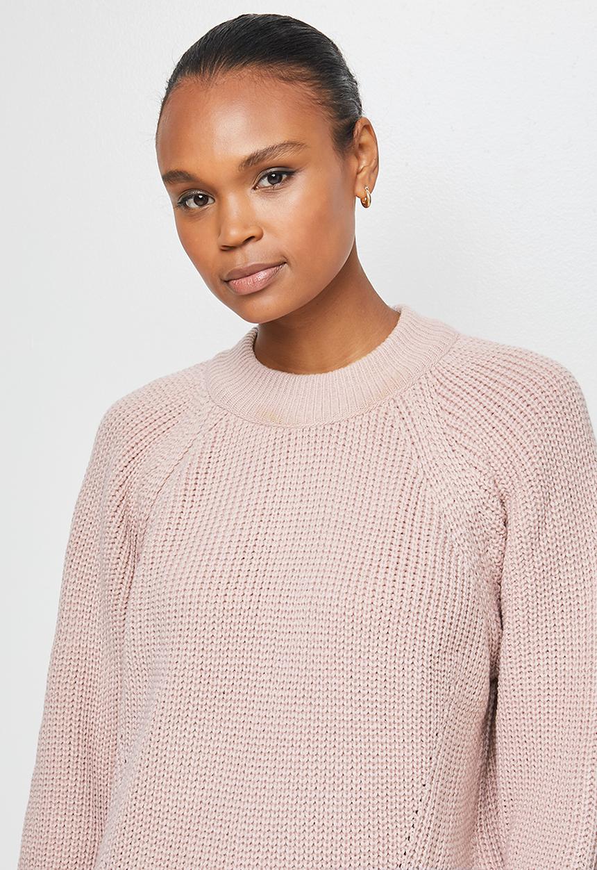edit - Ribbed raglan jumper - pink