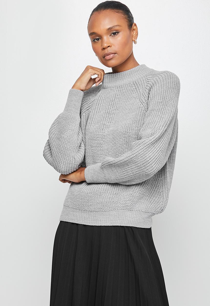 edit - Ribbed raglan jumper - grey melange