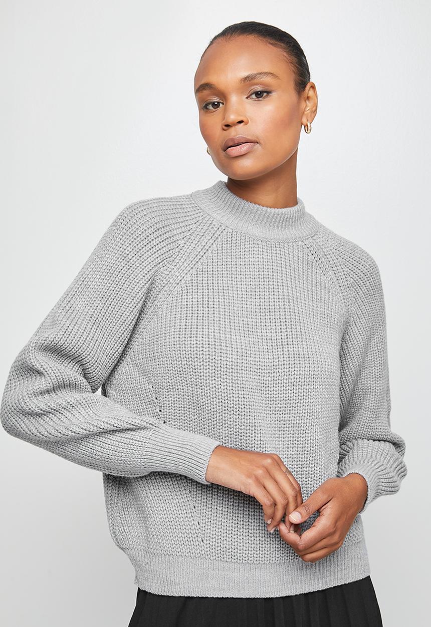edit - Ribbed raglan jumper - grey melange