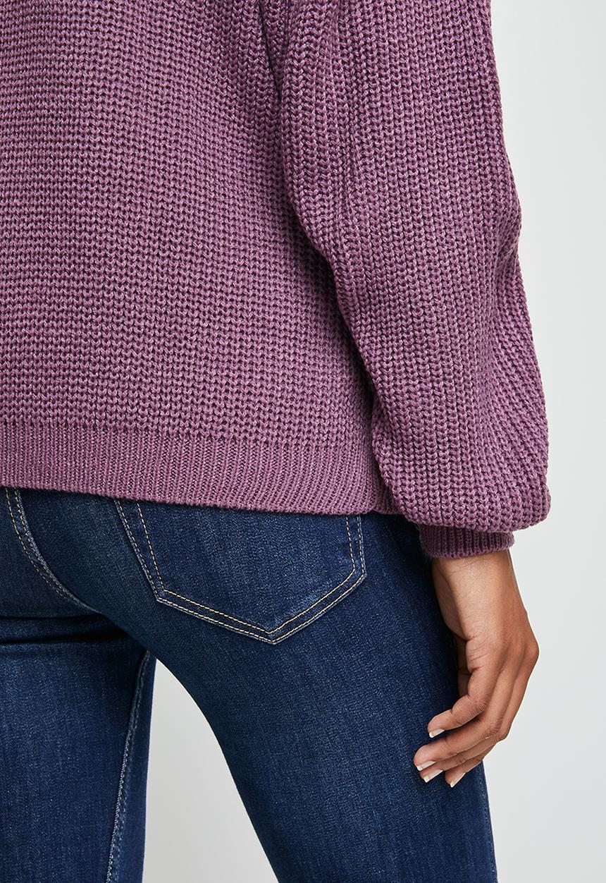 edit - Slouch neck stitch detail jumper - purple 