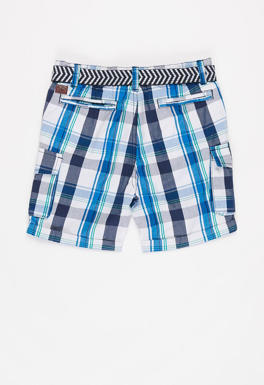 MINOTI - Checked short with belt - blue