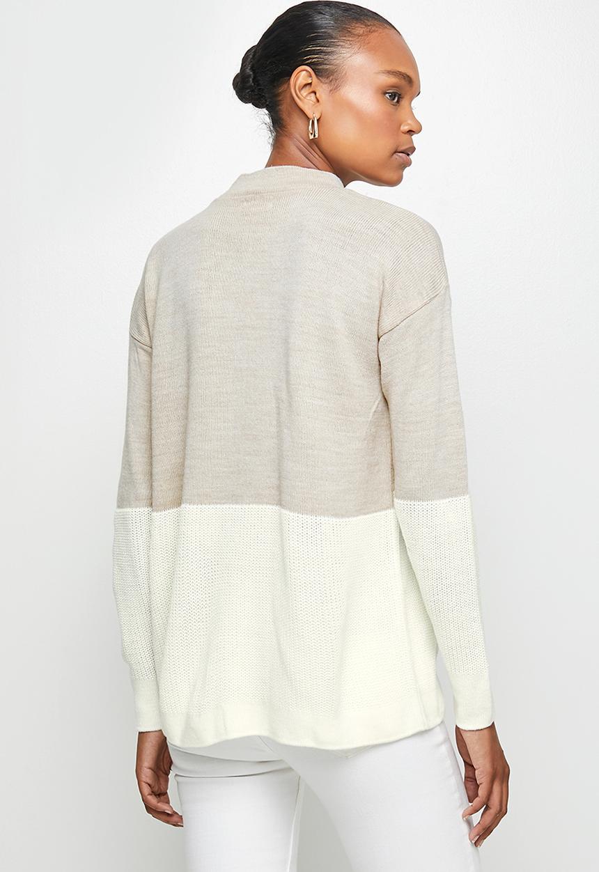 edit - Colourblock jumper - oatmeal milk