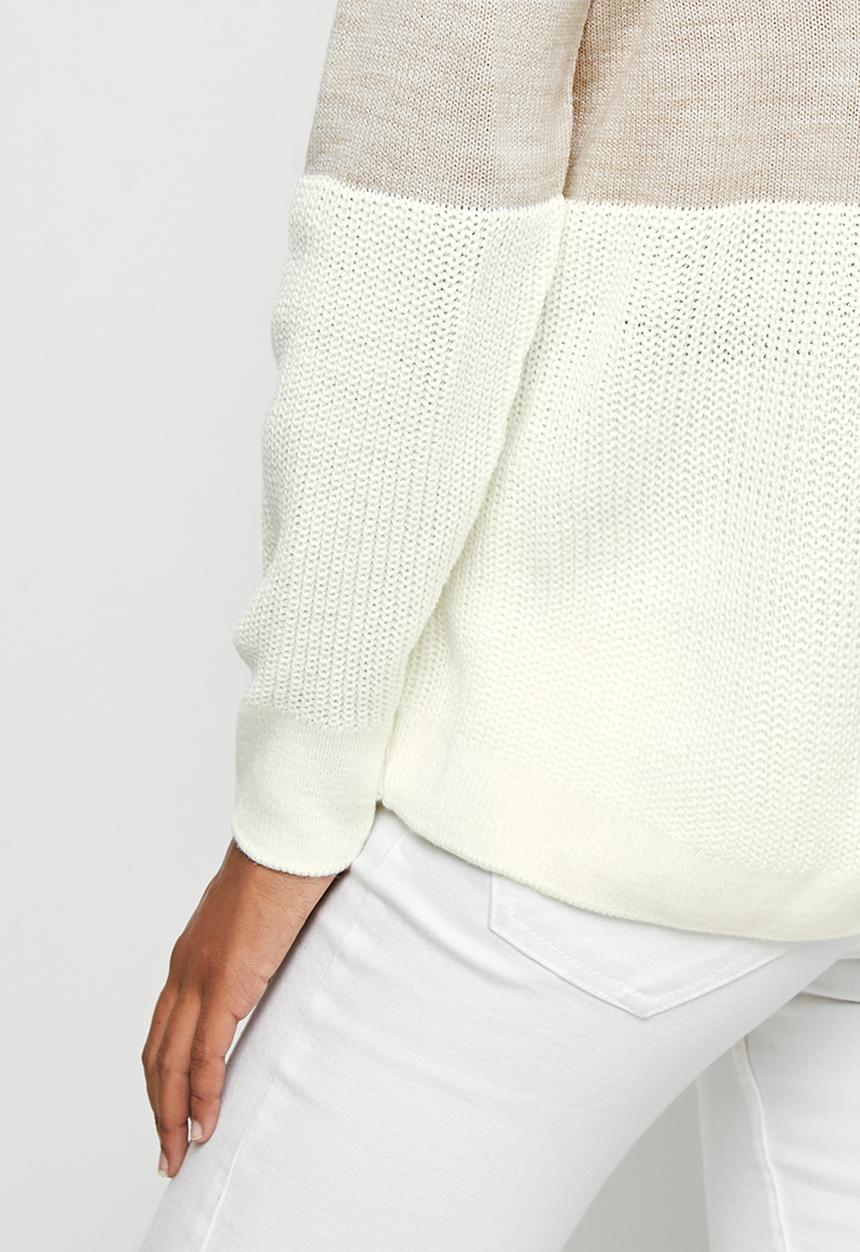 edit - Colourblock jumper - oatmeal milk