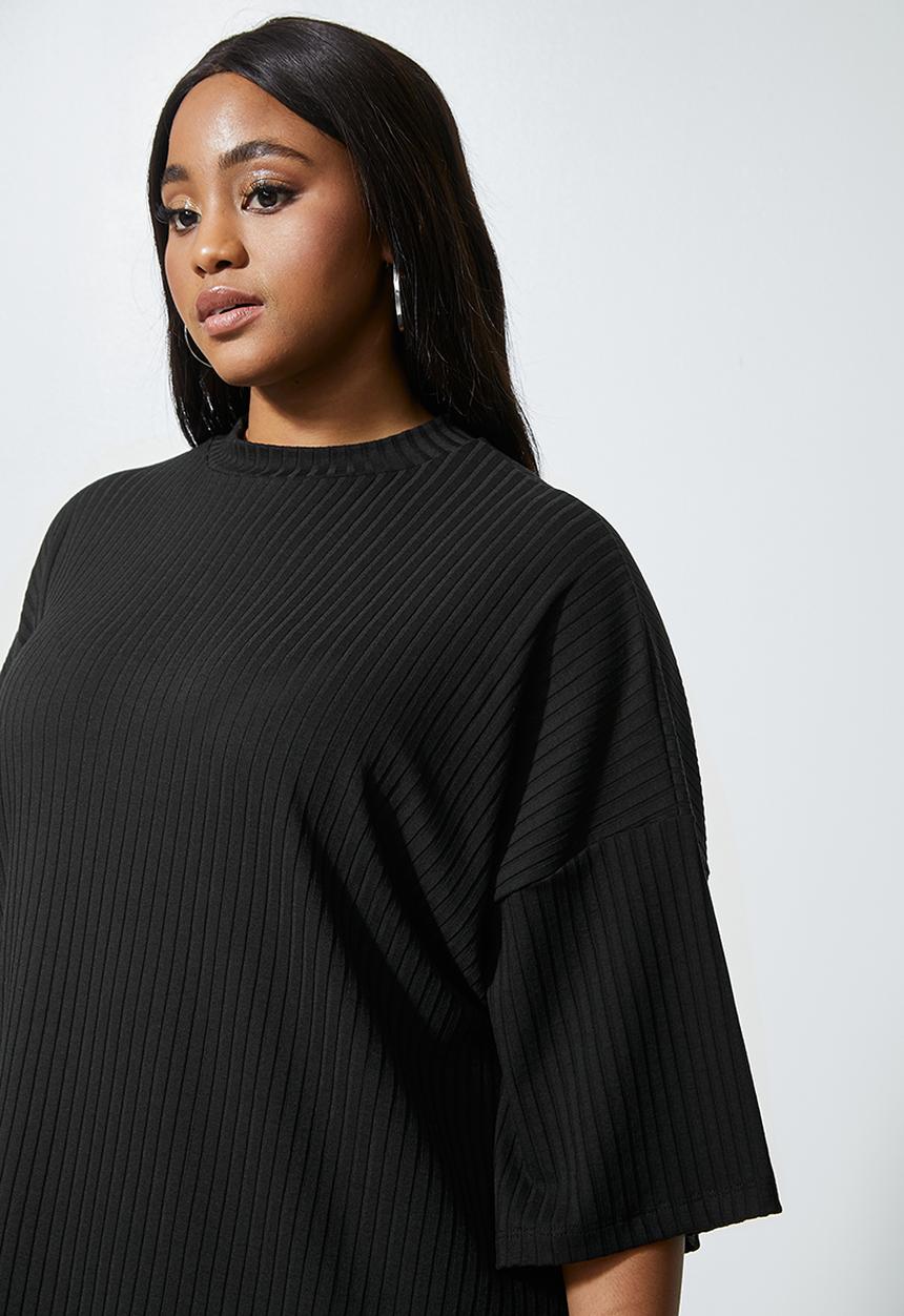 Superbalist - Ribbed boxy tee - black