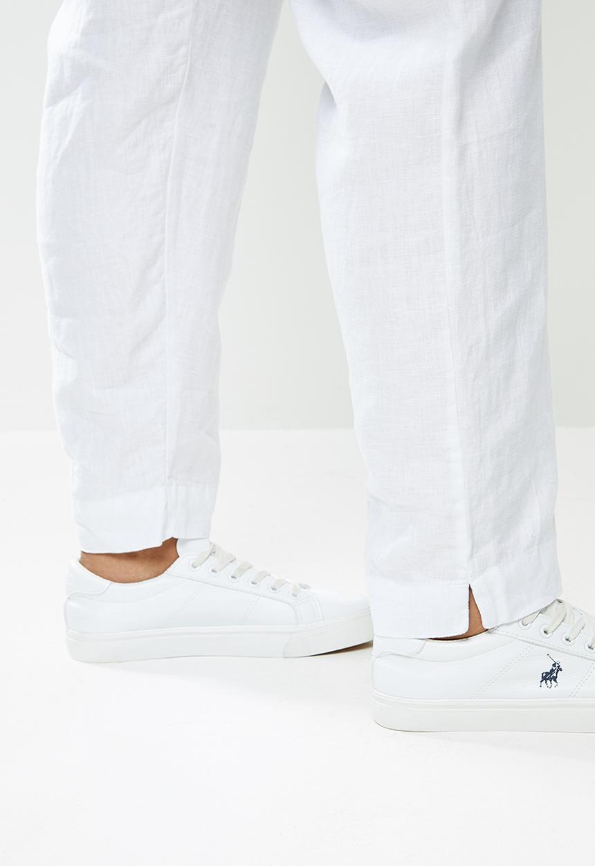 POLO - Plus denmark basic linen pull on pant - white