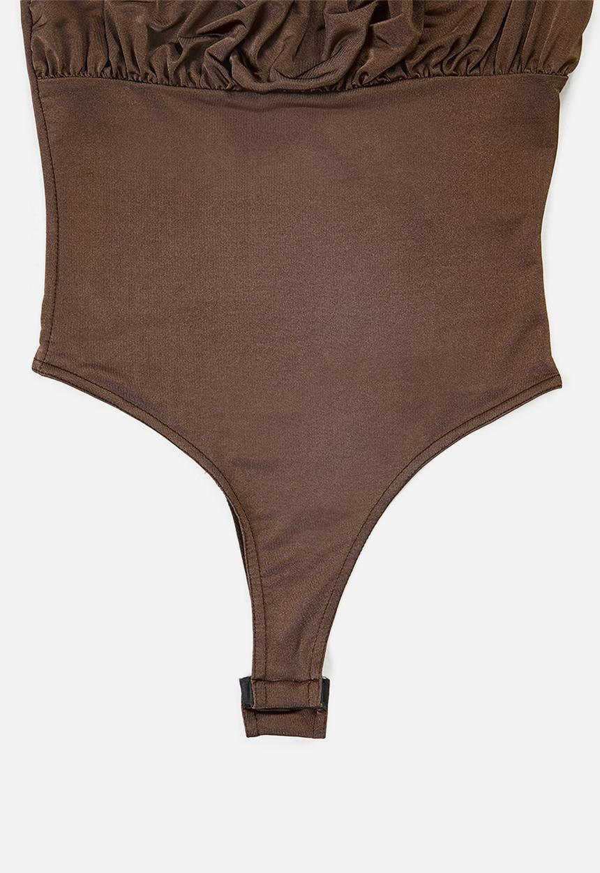 Missguided - Sculpted slinky ruched bust strappy body - brown