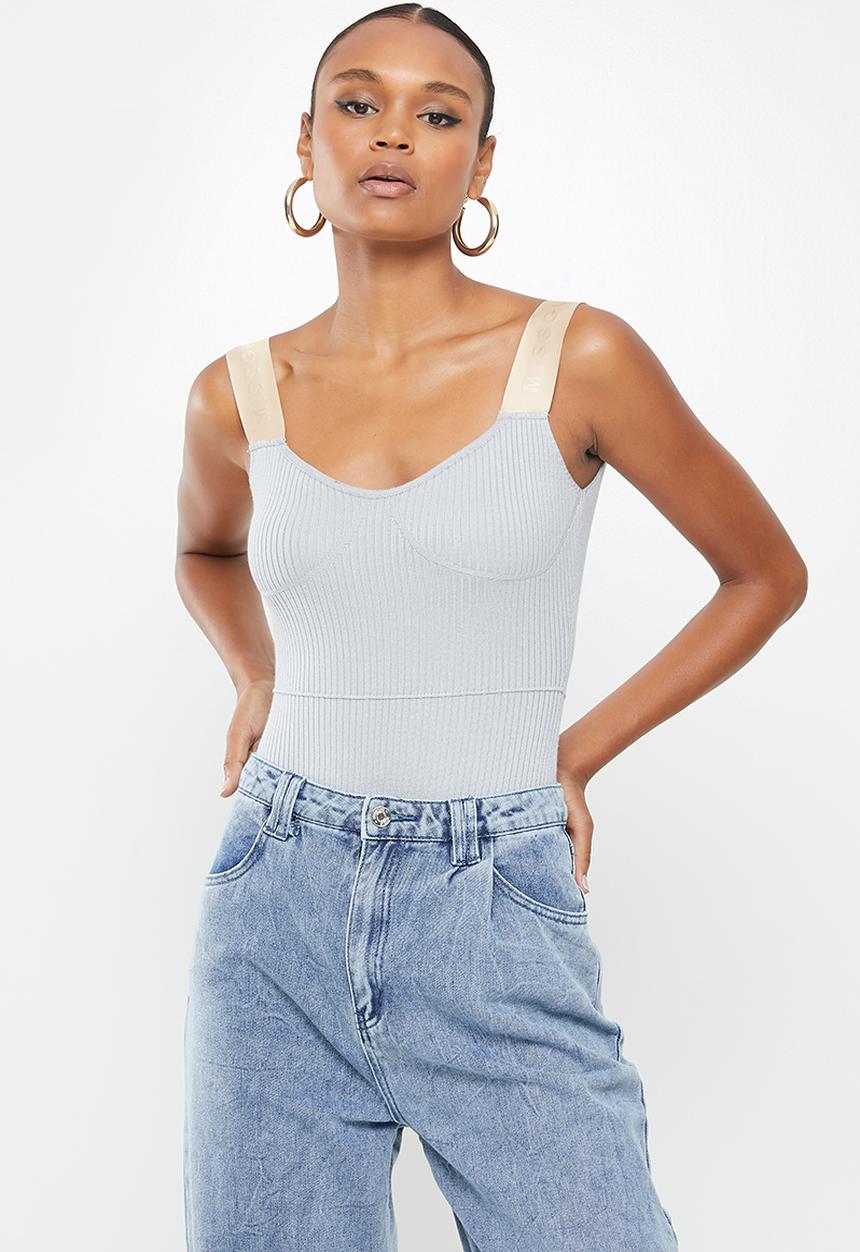 Missguided - Missguided cupped bodysuit co ord - grey