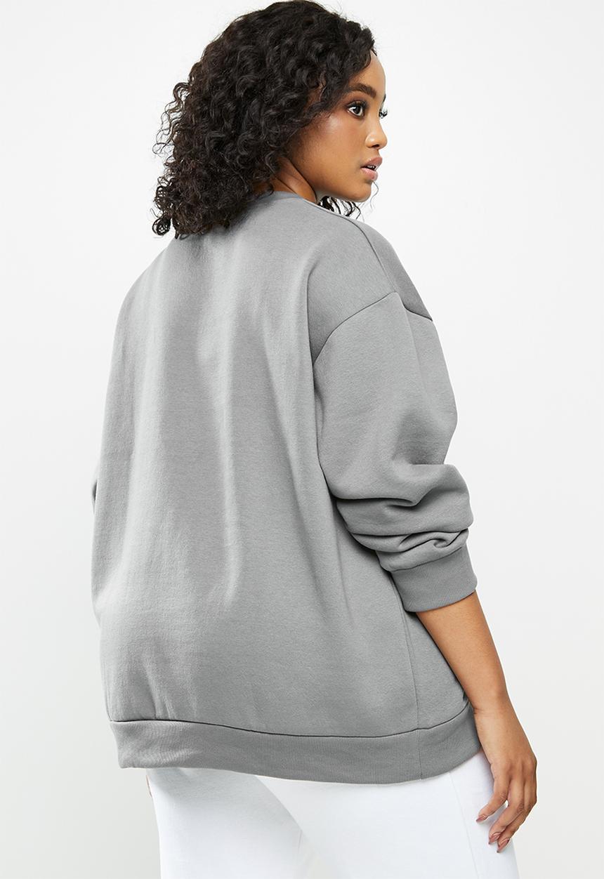 Missguided - Plus montana graphic stripe detail sweat - grey