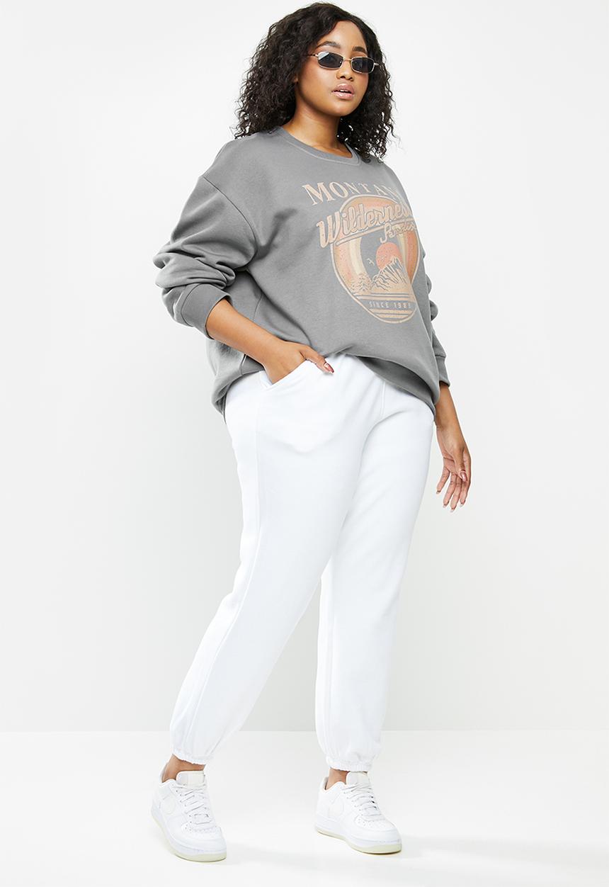Missguided - Plus montana graphic stripe detail sweat - grey
