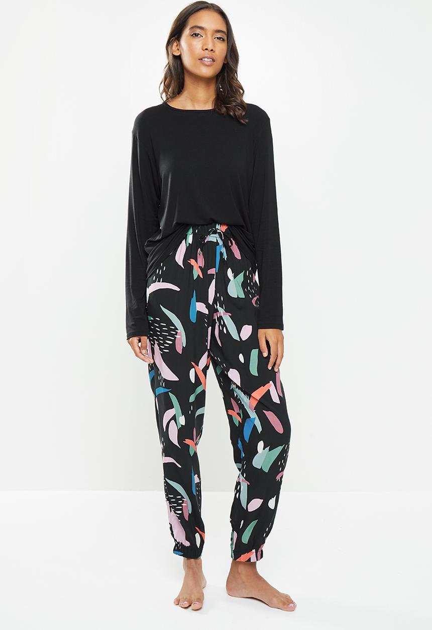 Superbalist - Sleep long fitted top & pants set - multi