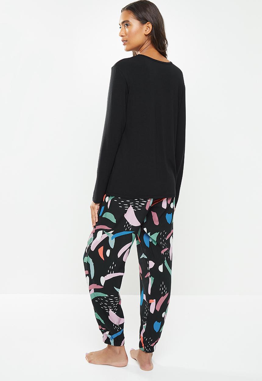 Superbalist - Sleep long fitted top & pants set - multi
