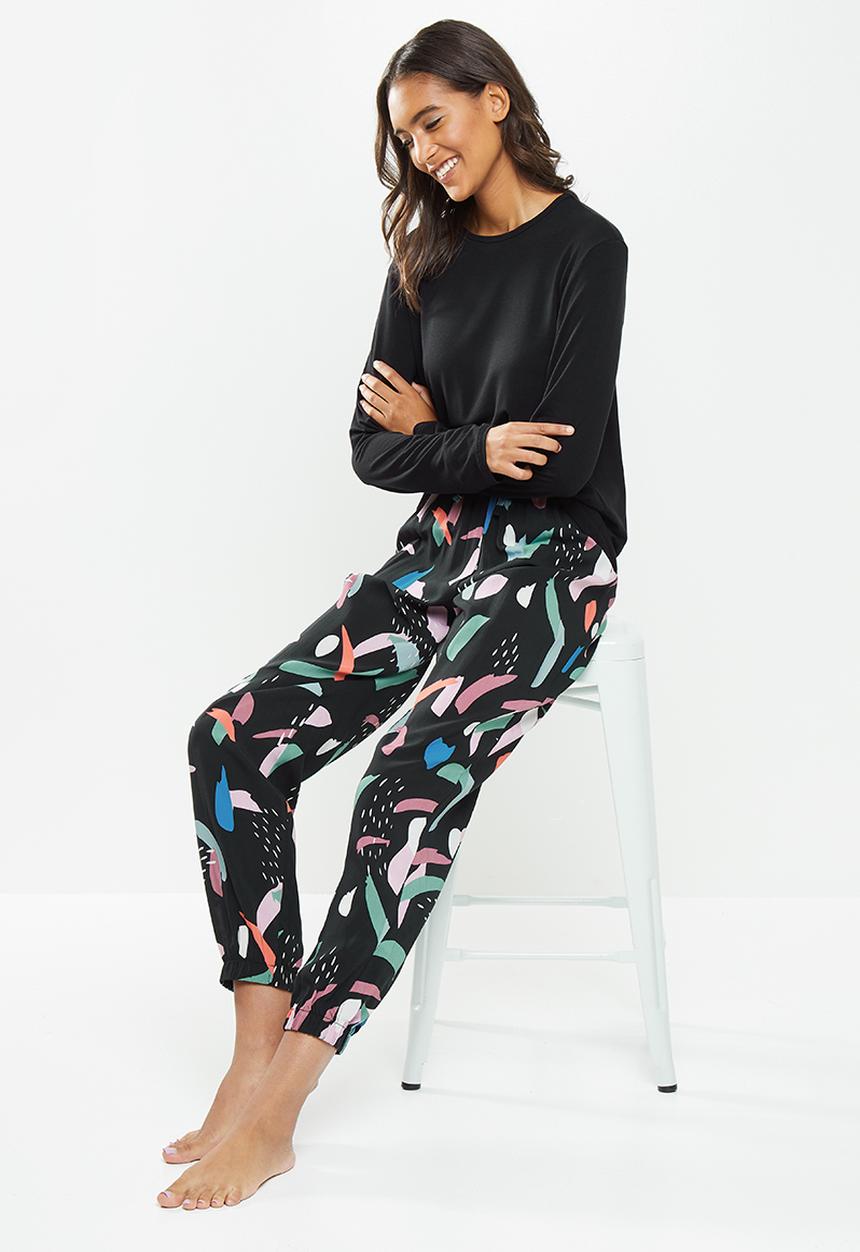 Superbalist - Sleep long fitted top & pants set - multi