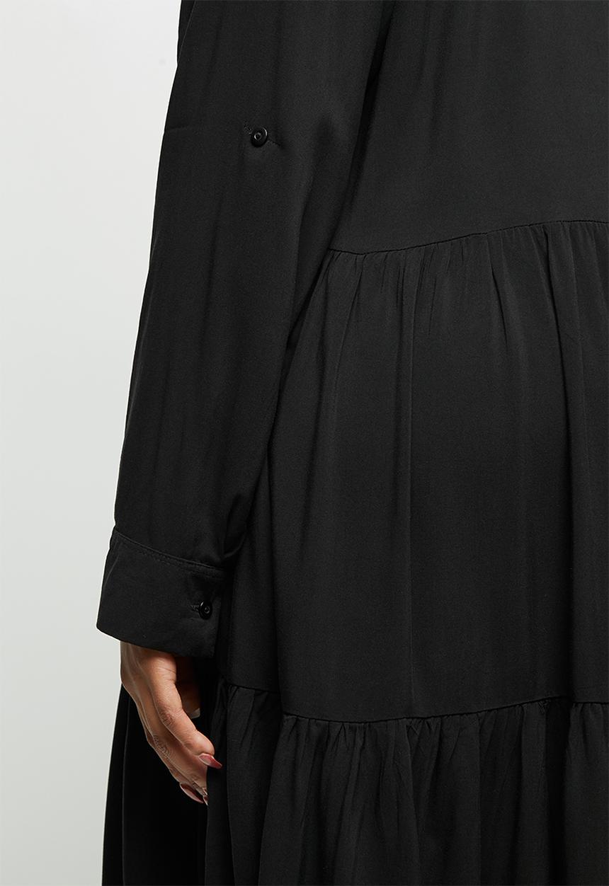 edit Plus - Tiered shirt dress - black