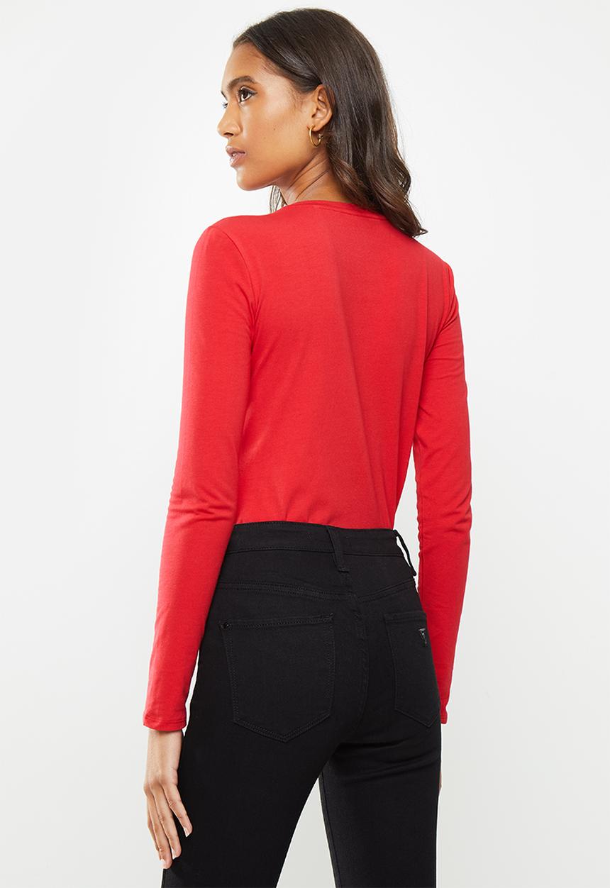 GUESS - Long sleeve zebra r3 logo tee - red