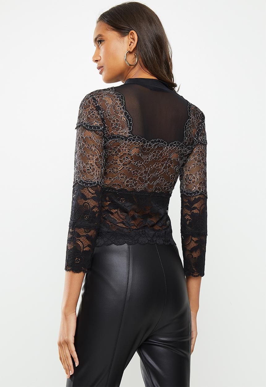 GUESS - Long sleeve Emma mock neck top - black 