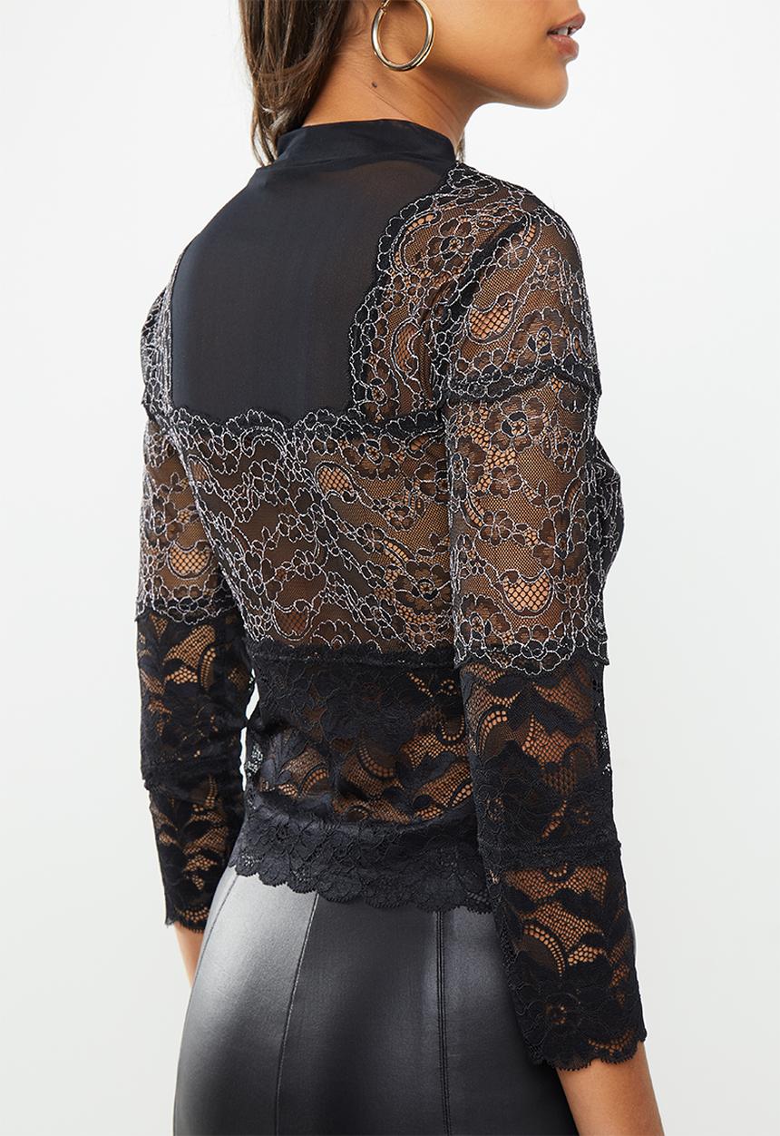 GUESS - Long sleeve Emma mock neck top - black 