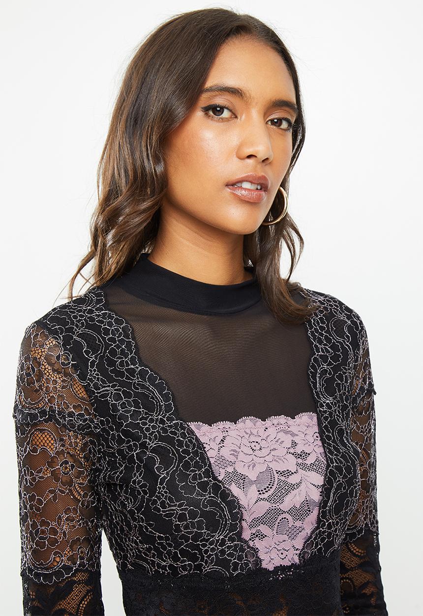 GUESS - Long sleeve Emma mock neck top - black 