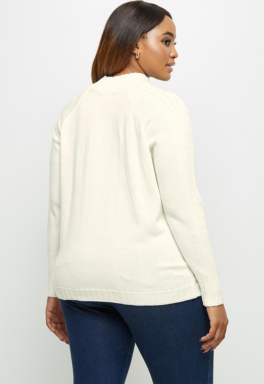 edit Plus - Detail rib sleeve jumper - milk