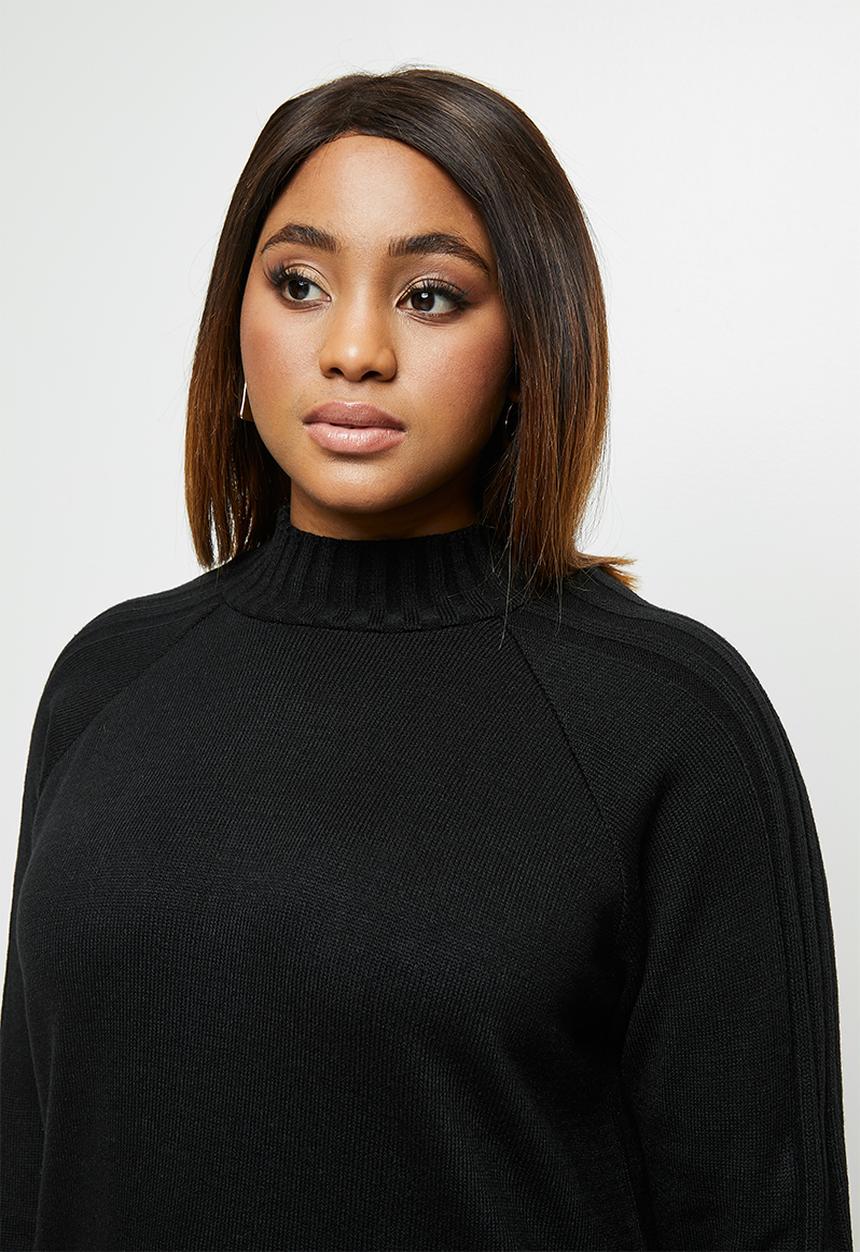 edit Plus - Detail rib sleeve jumper - black