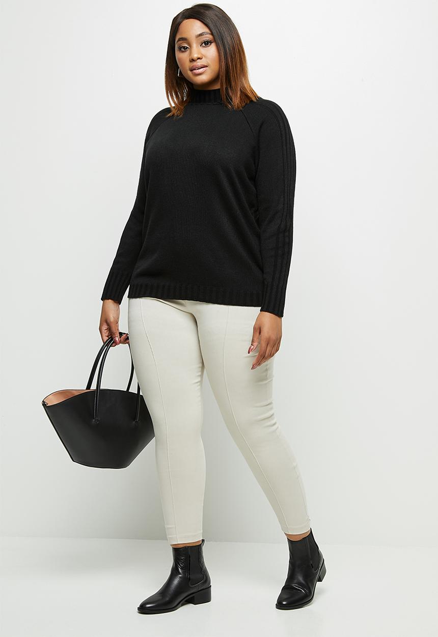 edit Plus - Detail rib sleeve jumper - black