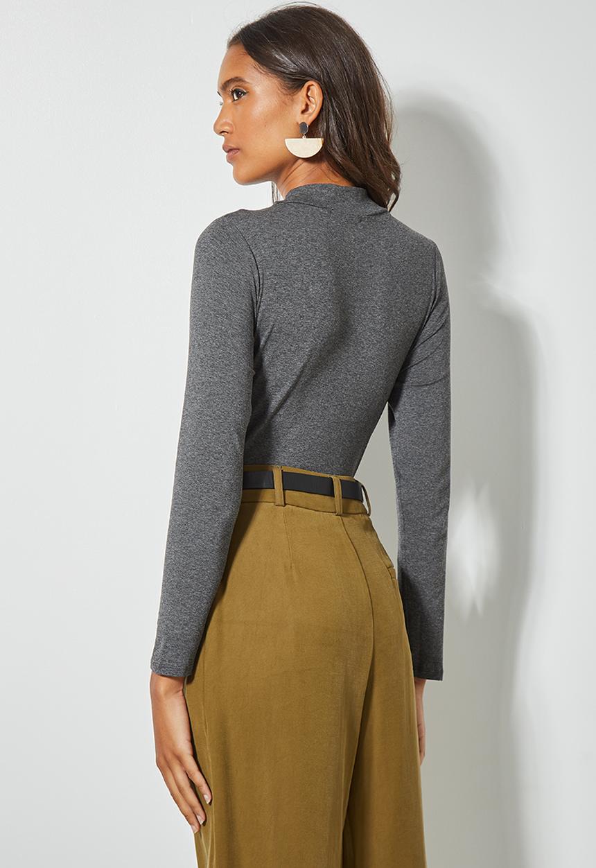 Superbalist - 2-pack viscose funnel neck bodysuit - grey & black